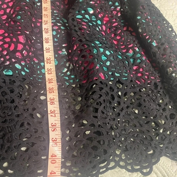 Anthropologie Wolven Size 4 Floral Dress Black Lace Overlay Fit Flare - Picture 6 of 7